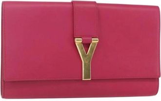 Saint Laurent Pre-owned Clutches, female, Pink, Size: ONE SIZE Pre-owned Leather Clutch