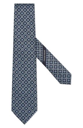 Ermenegildo Zegna 5 Pieghe Geometric Pattern Silk Tie in Blue at Nordstrom