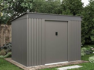 Vente-Unique Galvanised Grey Steel Garden Shed - 4.77 M&sup2; - FOLCO
