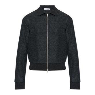 Jil Sander Gekraagde Jas - Heren - Zomerjassen - Grijs - M - Wol - Jassen