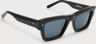 Valentino Garavani XXII Square Acetate & Titanium Sunglasses