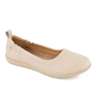 Andrea Womens Luxury Comfort Leather Ballerina Shoes In Beige