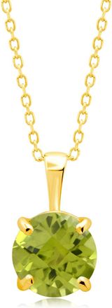 MAX + STONE 14k Yellow or White Gold 8mm Gemstone Round Pendant Necklace with 18 Inch Chain