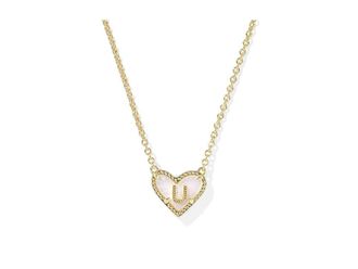 Kendra Scott Heart Letter E Short Pendant Womens Necklace Womens Necklace U, Brass/Gold-Plated