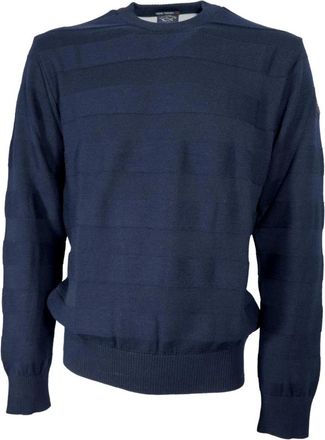 Paul & Shark Round-neck Truien I20P1042 - Heren - Ronde hals truien - Blauw - M - Wol - Truien & Vesten