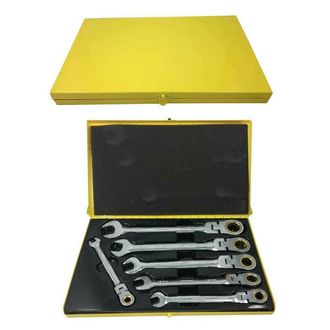 Trade Shop Trade Shop - Kit Chiavi Combinate Fisse E A Cricchetto Testa Snodabile Helved Da 6pz Hld10123