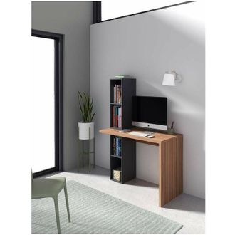 HERDASA Herdasa - Mesa Estudio Mod-helsinki Acabado Nogal/grafito, 52 X 106 X 149 Cm (fondo X Ancho X Alto)