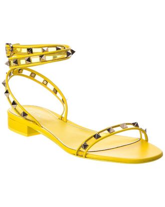 Valentino Rockstud Leather-Trim Sandal