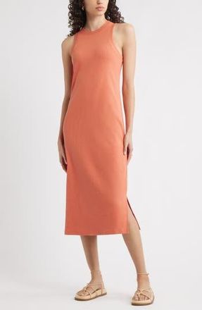 Nordstrom Stretch Cotton Ribbed Tank Dress in Coral Apricot at Nordstrom Rack, Size X-Small