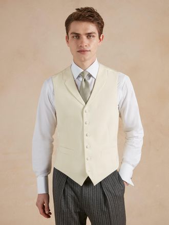 Oliver Brown Single Breasted Wool Waistcoat - Cream