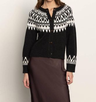 Sanctuary Fairisle Crewneck Cardigan In Ink Multi