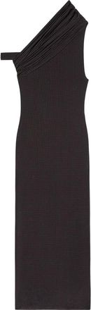 Courr&egrave;ges Twist Midi Jurk met Pied-de-Poulepatroon - Dames - Casual kleedjes - Zwart - M - Kleedjes
