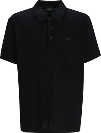BOSS Polo in cotone con ricamo - Nero