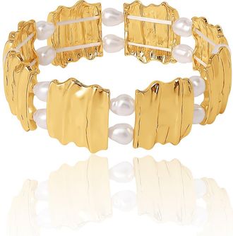 BCBGeneration Pearls Stretch Bracelet in Gold at Nordstrom