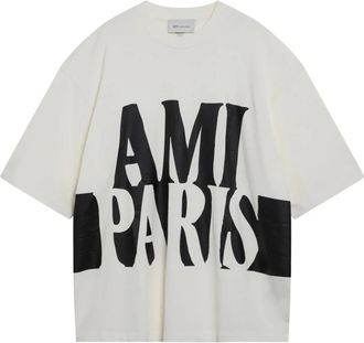 Ami Oversize Fit 3/4 Mouwen T-Shirt met PR - Heren - T-shirts - Wit - M - Tops