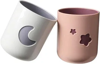 OEM Set Di 2 Bicchieri Per Collutorio A Tema Luna - Porta Spazzolino E Bicchiere In Semplice Materiale Pp, Adatti Per LUso In Casa E In Bagno (2 Pezzi)