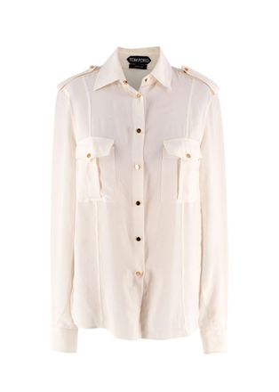 Tom Ford Cream Silk Crepe Shirt Size XXS