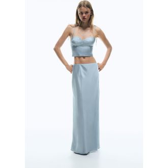 H&M Satin maxi skirt in Light Blue at Nordstrom, Size X-Large
