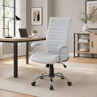 Dmora Silla De Oficina Ddim, Sill&oacute;n Presidencial Con Reposabrazos, Silla De Oficina Ergon&oacute;mica, 63x65h108/118 Cm, Gris - Dmora