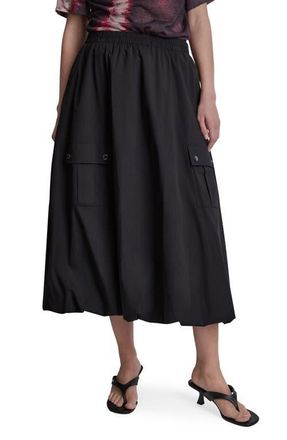 DKNY Cargo Poplin Bubble Midi Skirt in Black at Nordstrom, Size Xx-Small