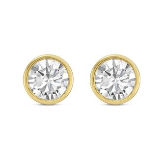 Diana M. Jewels 14KT YELLOW GOLD LAB GROWN ROUND STUDS IN A BEZEL SETTING WEIGHING 8.00 CTS TW