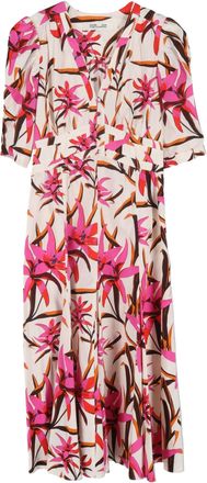 Diane Von Fürstenberg Diane Von Furstenberg Floral Print Midi Dress in Multicolor Cotton