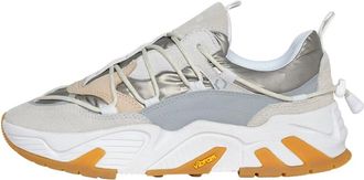 Mikakus Barcelona Chunky Design Sneakers met reflecterend nylon en premium lederen details - Dames - Sneakers - Grijs - 39 EU - Nylon - Schoenen