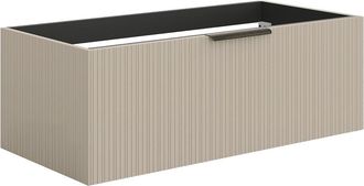 Vente-Unique Mueble bajo lavabo suspendido estriado - Color beige - 100 cm - PALIRO