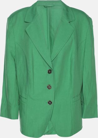 424 Basler Green Linen Blend Single Breasted Blazer