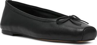 Steve Madden Eleve Square Toe Flat in Black Leather at Nordstrom, Size 8.5