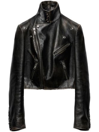 Prada leather biker jacket - Black