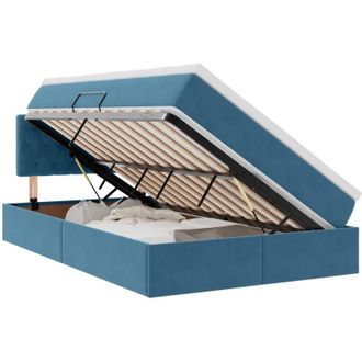 vidaXL Storage Bed with Mattress Dark Blue 120 x 200 cm Velvet vidaXL