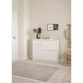 Dmora Dmora - Zapatero Todd, Zapatero, Armario De Entrada Multiusos, Zapatero, 109x32 H93 Cm, Blanco Brillante