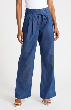 Derek Lam Felicity Tie Wide Leg Pants in Deep Blue at Nordstrom Rack, Size 12