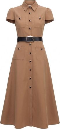 Self Portrait Twill Belted Midi Dress