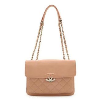 Chanel Pre-owned Half Coco Double Chain Shoulder Bag - Dames - Pre-owned - Beige - Maat: ONE Size Leer