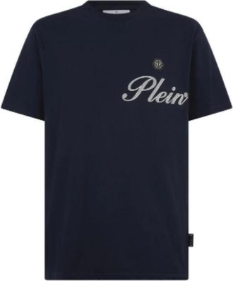 Philipp Plein Logo T-shirt met ronde hals - Heren - T-shirts - Blauw - L - Katoen - Tops