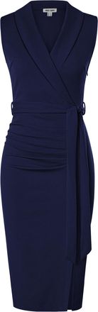 Grace Karin Ladies Wrap Navy Blue Dress Sleeveless Office Professinal Work Dress for Evening Party Cocktail Formal Occasion Navy Blue 12