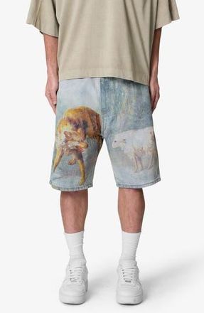 mnml Sheep Hounded Denim Shorts in Blue Multi at Nordstrom Rack, Size 34