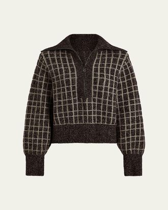 Varley Furley Checkered Boucle Pullover