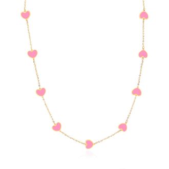 The Lovery Bubblegum Pink Heart Station Necklace