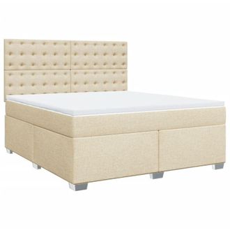 vidaXL Cama Box Spring Con Colch&oacute;n Tela Color Crema 180x200 Cm Vidaxl
