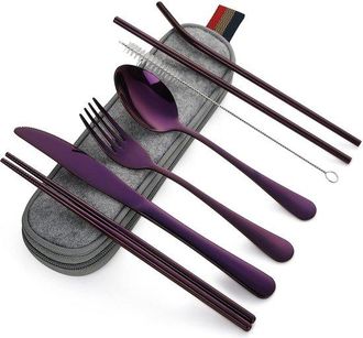 OEM Juego De Cubiertos Compacto Y Completo De Acero Inoxidable Para Viajes Y Acampadas, Ideal Para Llevar A Todas Partes