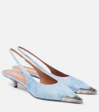 PARIS TEXAS Jessica Western 35 suede slingback pumps