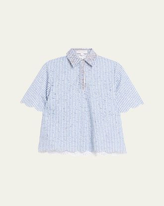 Michael Kors Striped Lace Button-Down Shirt