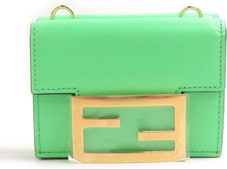 Fendi Light Green Leather Chain/Shoulder Wallet (Pre-Owned)