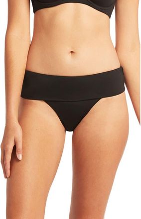 Sea Level Australia Essential Roll Band Bikini Bottoms in Black at Nordstrom, Size 6