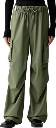 Rains Pantalones de Lluvia Anchos con Bolsillos - Trousers - Mujer - Verde - L