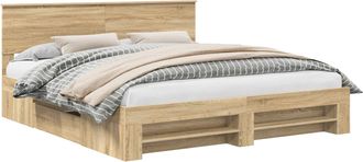 vidaXL Estructura De Cama Con Cabecera Roble Sonoma 180 X 200 Cm Vidaxl