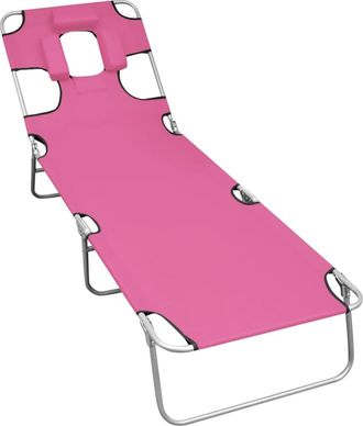 vidaXL Vidaxl - Tumbona Plegable Con Coj&iacute;n Para La Cabeza Acero Rosa Magenta